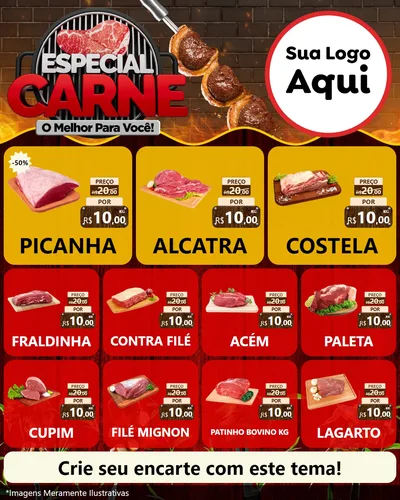 Modelo de Rede Social para Feed Instagram com o tema Especial da Carne - O melhor para você! para Açougue