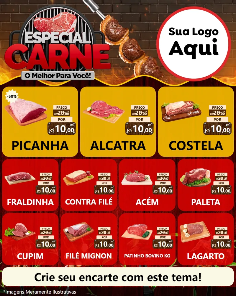 Modelo de Rede Social para Feed Instagram com o tema Especial da Carne - O melhor para você! para Açougue
