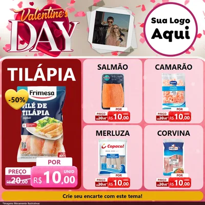 Modelo de Rede Social para Feed Facebook com o tema Valentine's Day para Peixaria