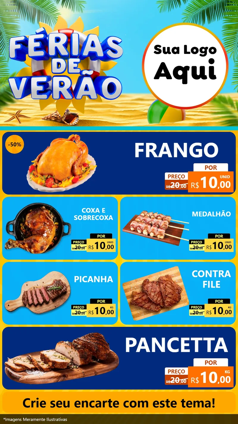 Modelo de TV para TV Vertical com o tema Férias de Verão para Assados