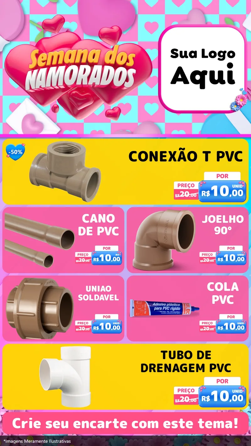 Modelo de TV para TV Vertical com o tema Semana dos Namorados para Tubos e conexões