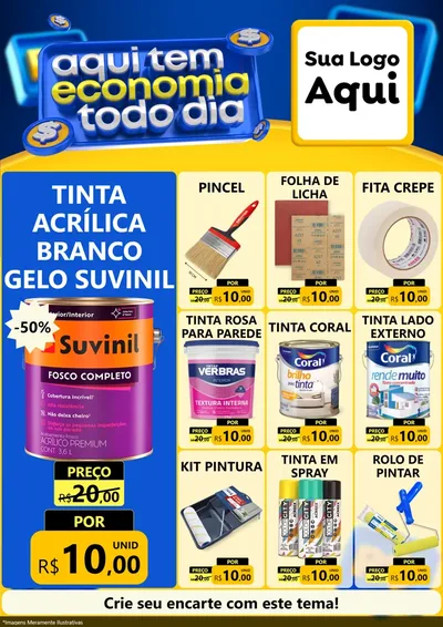 Modelo de Encarte para Encarte A4 Vertical com o tema Aqui Tem Economia Todo Dia para Tintas e Ferramentas