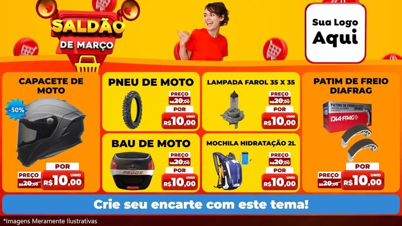 Modelo de TV para TV Horizontal com o tema Saldão de Março para Moto peças