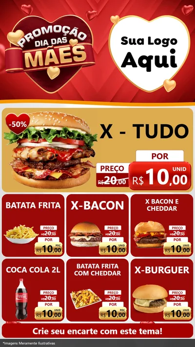 Modelo de Rede Social para Stories com o tema Promoção Dia das Mães para Hamburgueria