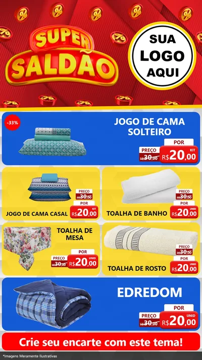 Modelo de TV para TV Vertical com o tema Super Saldão para Cama, Mesa e Banho