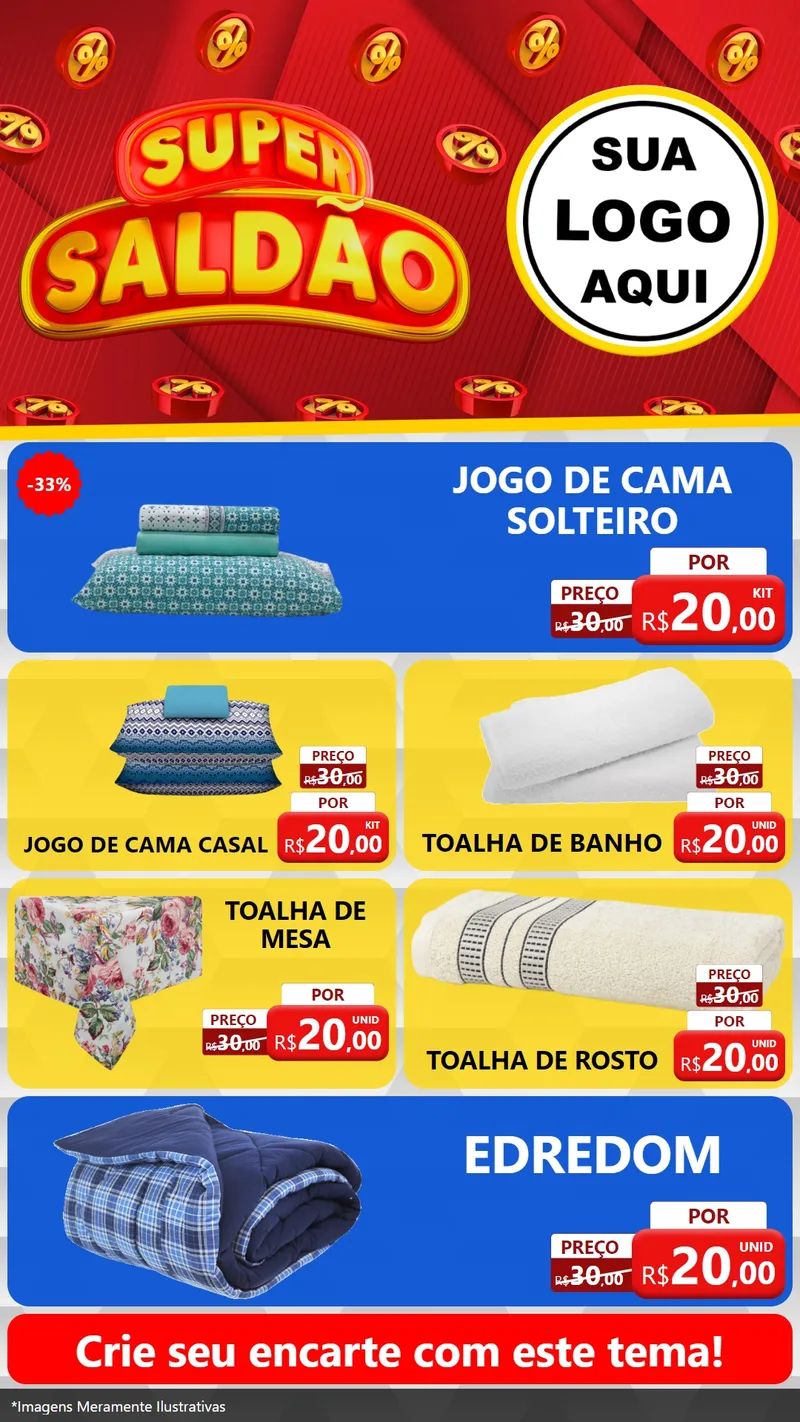 Modelo de TV para TV Vertical com o tema Super Saldão para Cama, Mesa e Banho