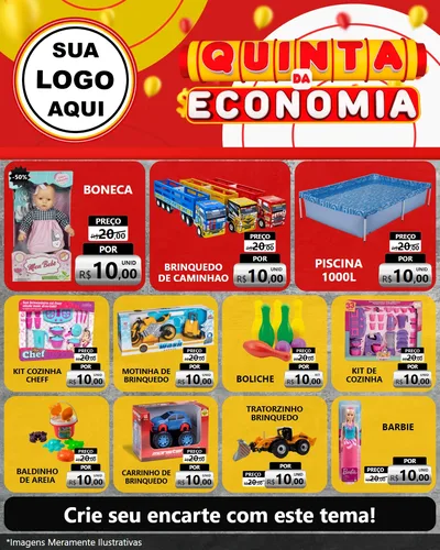 Modelo de Rede Social para Feed Instagram com o tema Quinta da Economia para Brinquedos