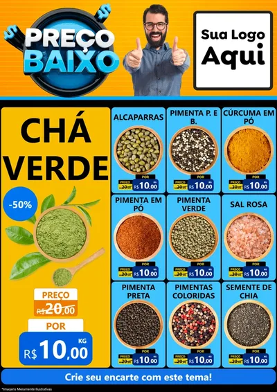 Modelo de Encarte para Encarte A4 Vertical com o tema Preço Baixo para Produtos Naturais