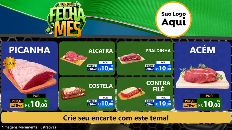 Modelo de TV para TV Horizontal com o tema Operação Fecha Mês para Açougue