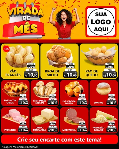 Modelo de Rede Social para Feed Instagram com o tema Virada de Mês para Padaria