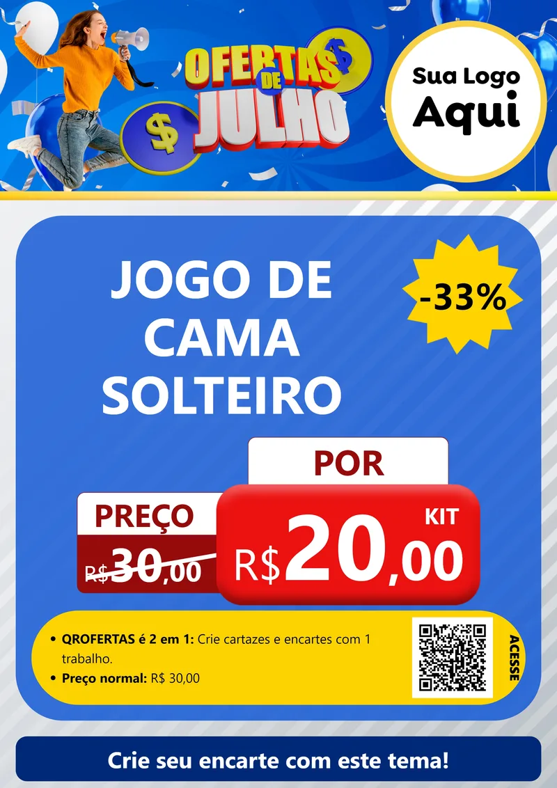 Modelo de Cartaz para Cartaz A4 Vertical com o tema Ofertas de Julho para Cama, Mesa e Banho