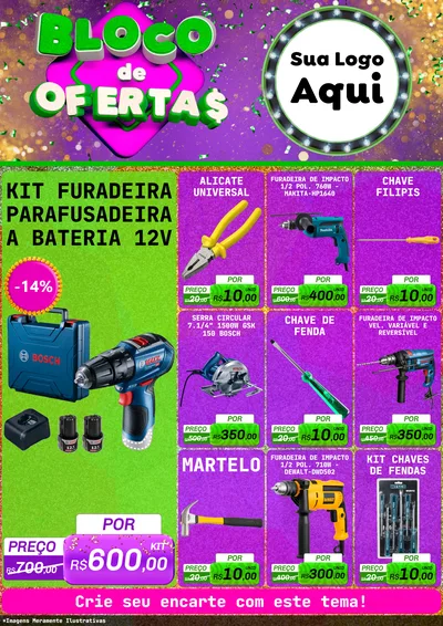 Modelo de Encarte para Encarte A4 Vertical com o tema Bloco de Ofertas para Maquinas e Ferramentas