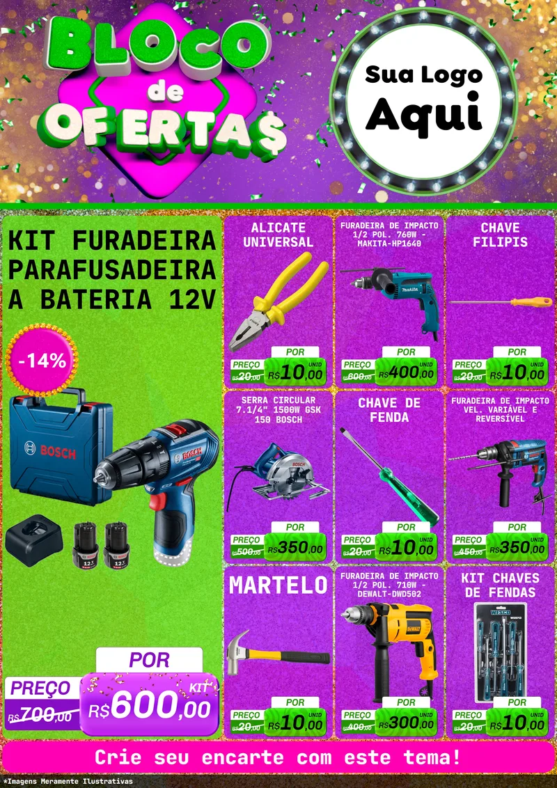 Modelo de Encarte para Encarte A4 Vertical com o tema Bloco de Ofertas para Maquinas e Ferramentas