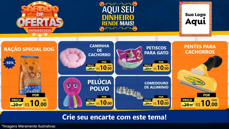 Modelo de TV para TV Horizontal com o tema Sábado de Ofertas Imperdíveis para Pet Shop