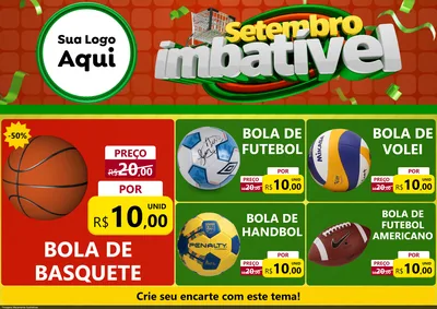 Modelo de Encarte para Encarte A4 Horizontal com o tema Setembro Imbatível para Artigos Esportivos