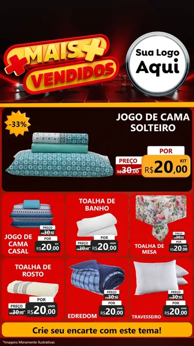 Modelo de Rede Social para Stories com o tema Mais Vendidos para Cama, Mesa e Banho