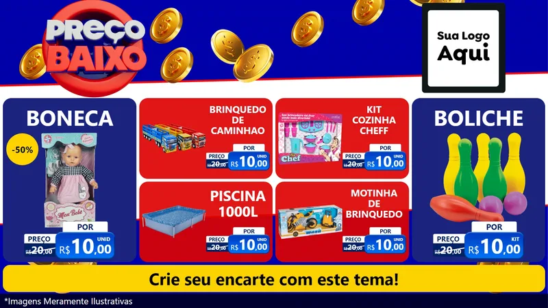 Modelo de TV para TV Horizontal com o tema Preço Baixo para Brinquedos