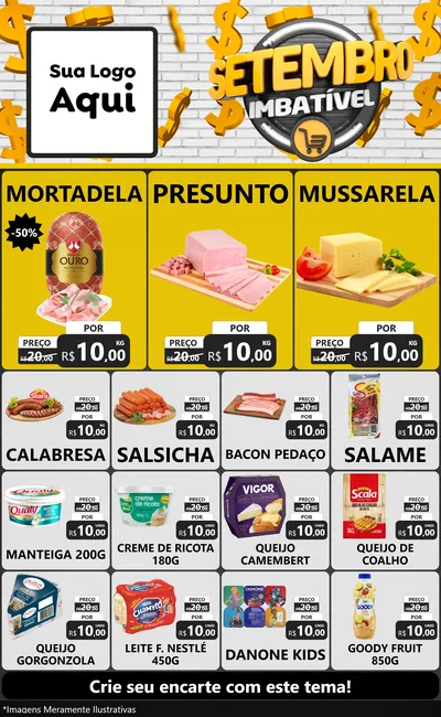 Modelo de Encarte para Encarte Grande com o tema Setembro Imbatível para Frios e Laticínios