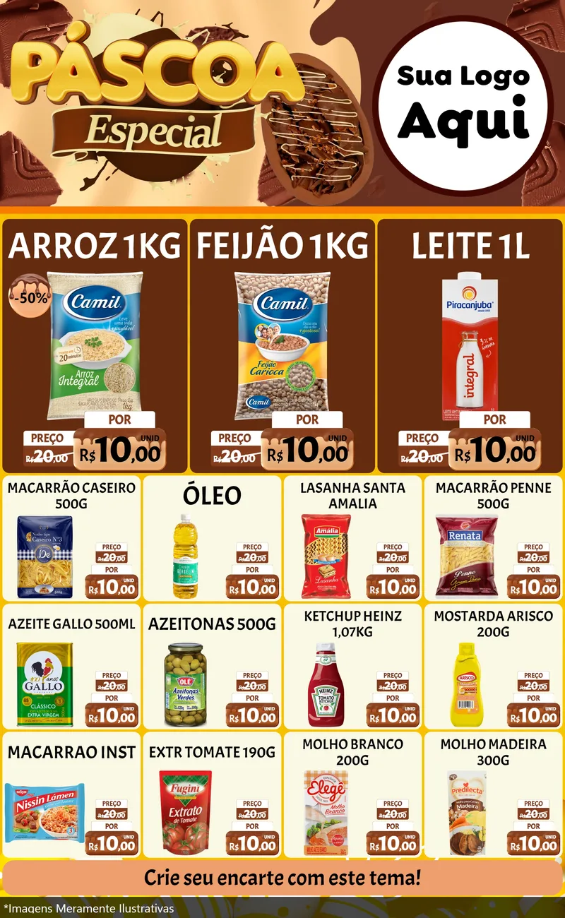 Modelo de Encarte para Encarte Grande com o tema Páscoa Especial para Supermercado