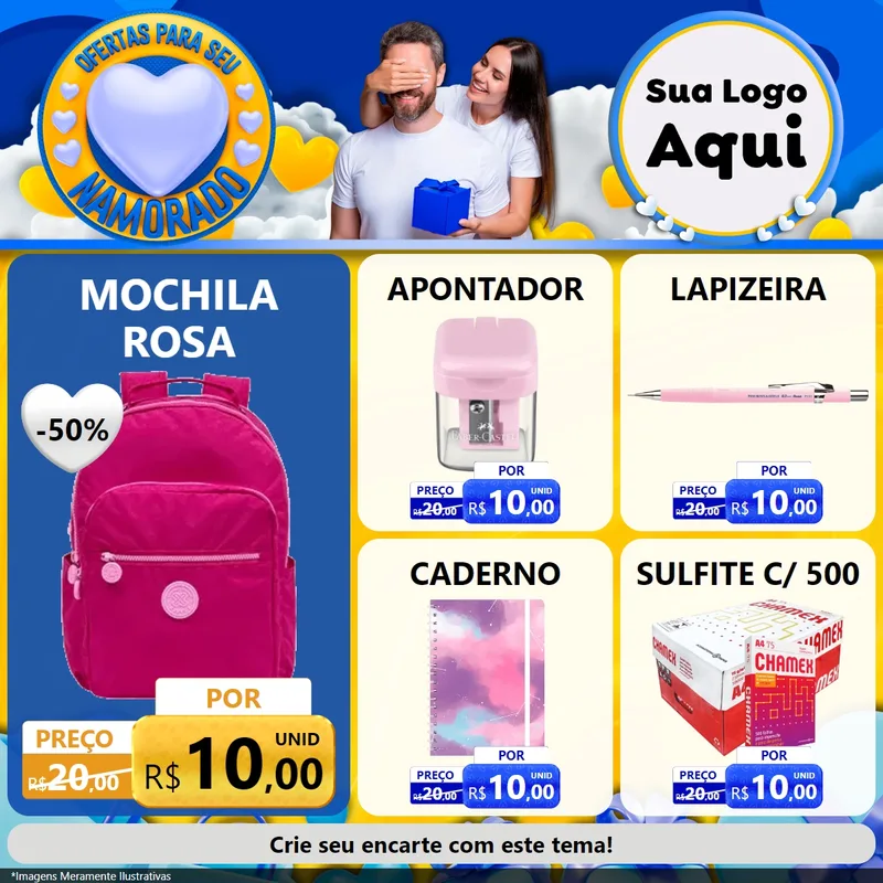 Modelo de Rede Social para Feed Facebook com o tema Ofertas Para Seu Namorado para Papelaria