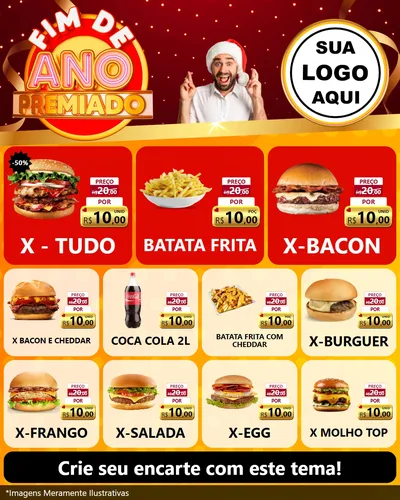 Modelo de Rede Social para Feed Instagram com o tema Fim de Ano Premiado para Hamburgueria