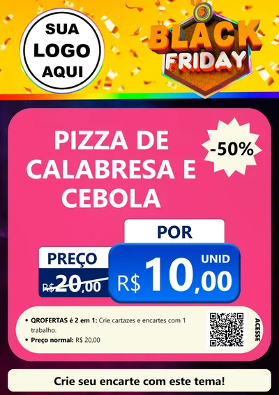Modelo de Cartaz para Cartaz A4 Vertical com o tema Black Friday para Pizzaria