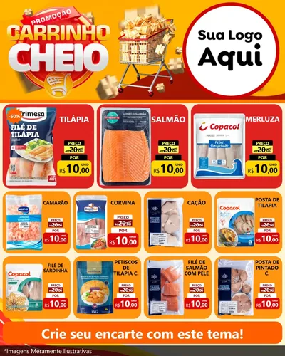 Modelo de Rede Social para Feed Instagram com o tema Promoção carrinho cheio para Peixaria