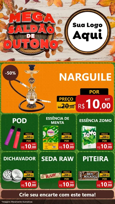 Modelo de Rede Social para Stories com o tema Mega Saldão de Outono para Tabacaria