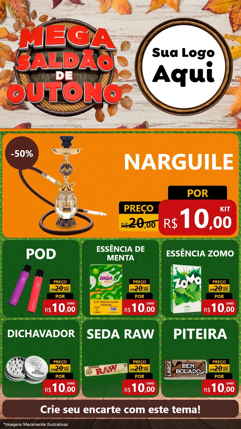 Modelo de Rede Social para Stories com o tema Mega Saldão de Outono para Tabacaria