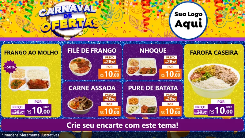 Modelo de TV para TV Horizontal com o tema Carnaval de Ofertas para Restaurante