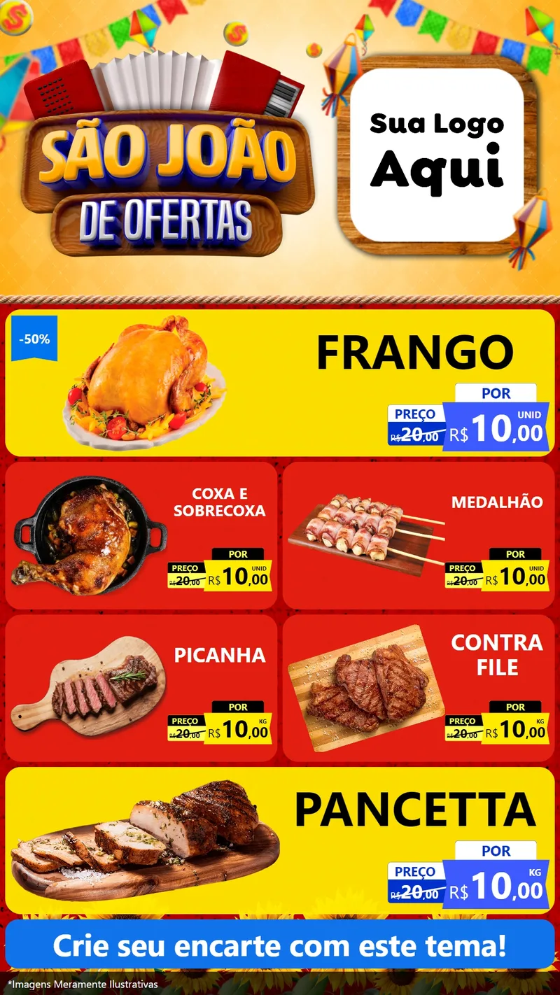 Modelo de TV para TV Vertical com o tema São João de Ofertas para Assados
