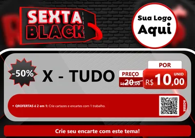 Modelo de Cartaz para Cartaz A4 Horizontal com o tema Sexta Black para Hamburgueria