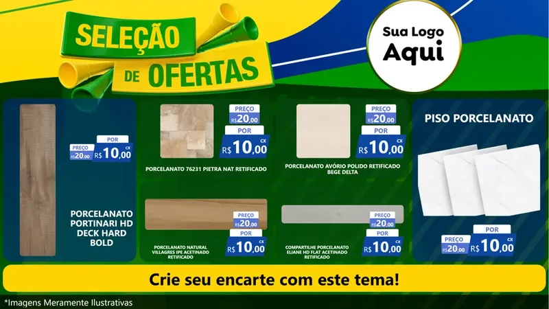 Modelo de TV para TV Horizontal com o tema Seleção de Ofertas - Copa para Pisos e revestimentos