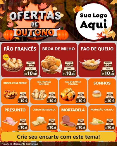 Modelo de Rede Social para Feed Instagram com o tema Ofertas de Outono para Padaria