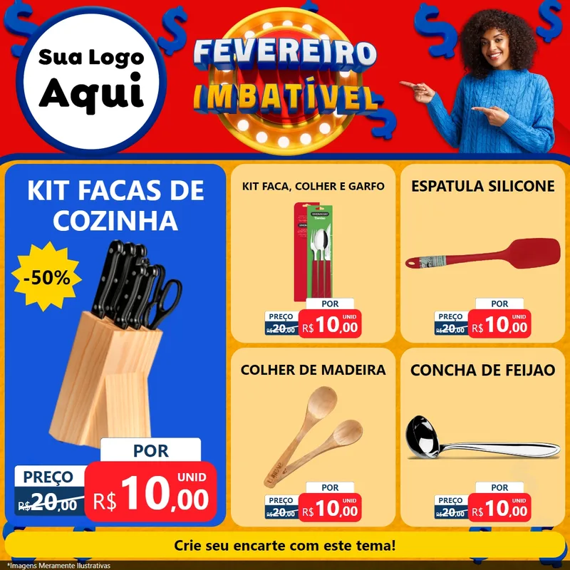 Modelo de Rede Social para Feed Facebook com o tema Fevereiro Imbatível para Utilidades Domésticas