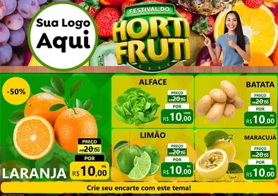 Modelo de Encarte para Encarte A4 Horizontal com o tema Festival do Hortifrúti para Hortifrúti