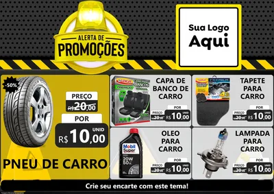 Modelo de Encarte para Encarte A4 Horizontal com o tema Alerta de Promoções para Auto peças