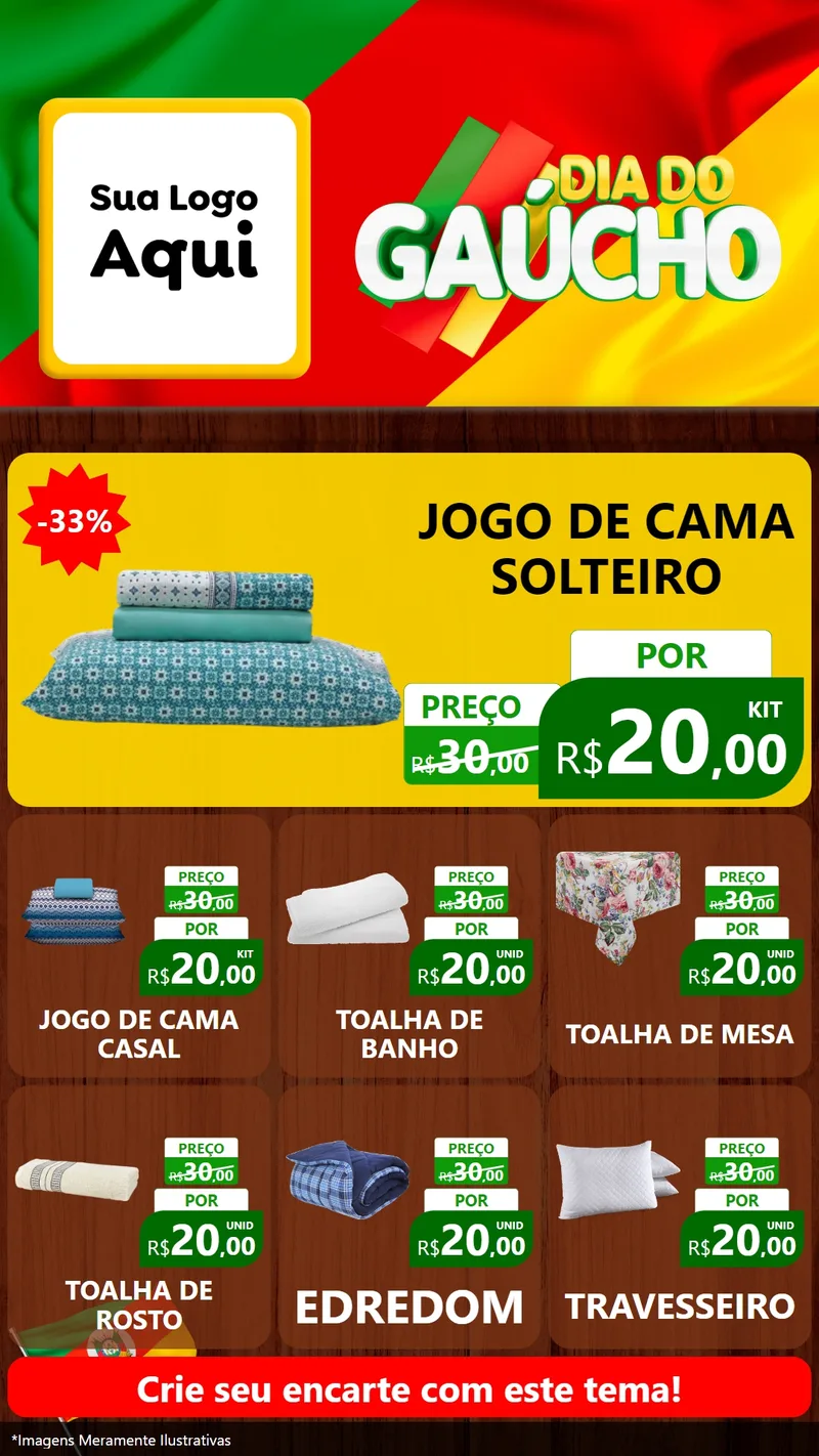 Modelo de Rede Social para Stories com o tema Dia do Gaúcho para Cama, Mesa e Banho