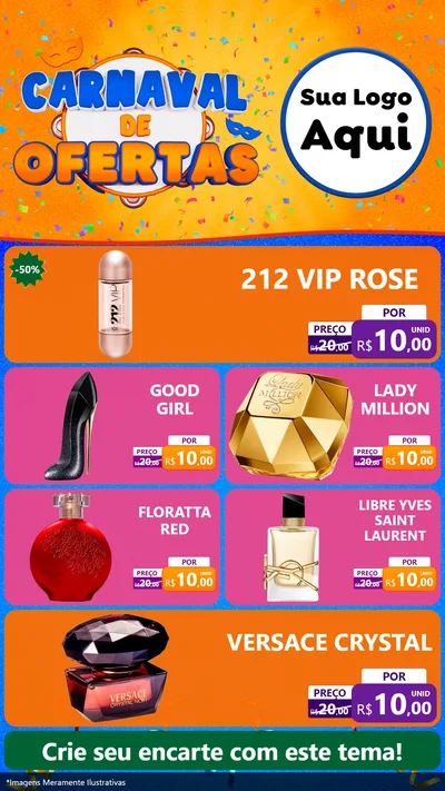 Modelo de TV para TV Vertical com o tema Carnaval de Ofertas para Perfumes