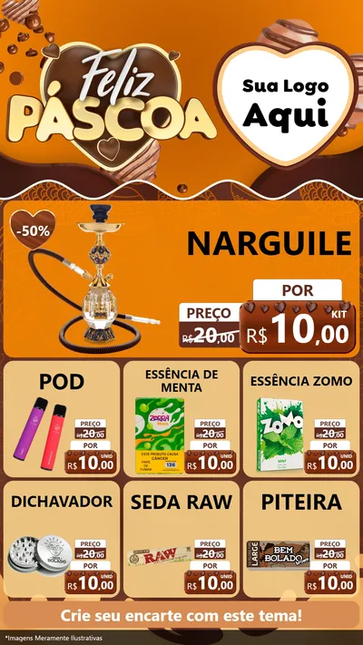 Modelo de Rede Social para Stories com o tema Feliz Páscoa para Tabacaria