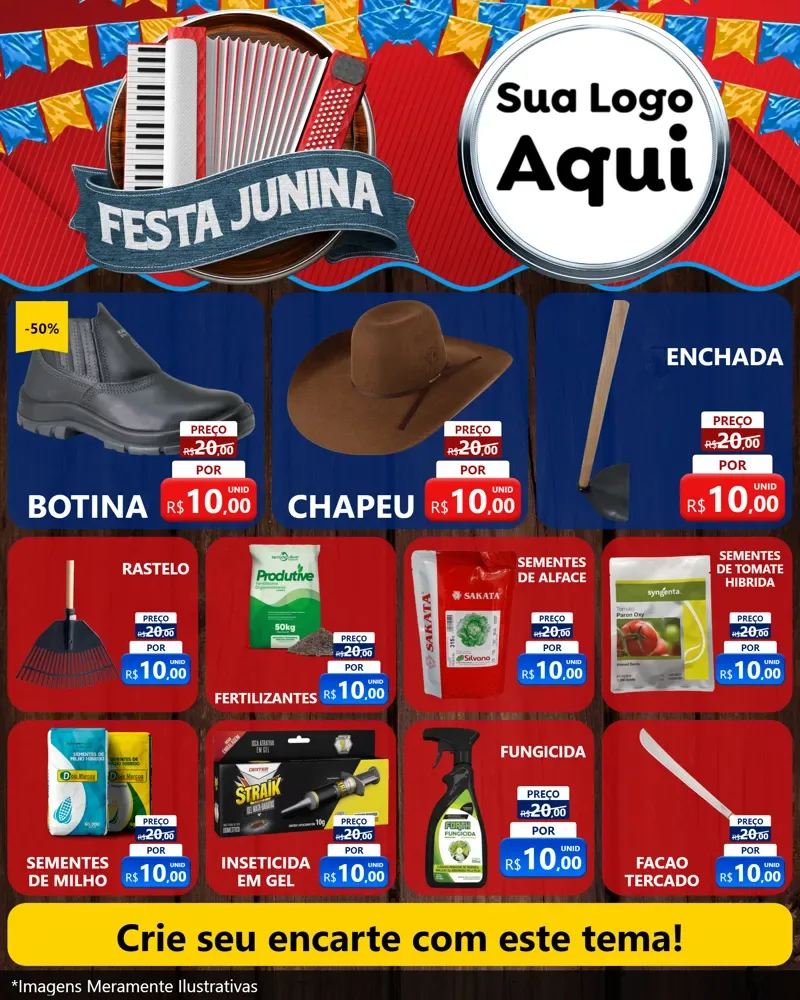 Modelo de Rede Social para Feed Instagram com o tema Festa Junina para Agropecuária