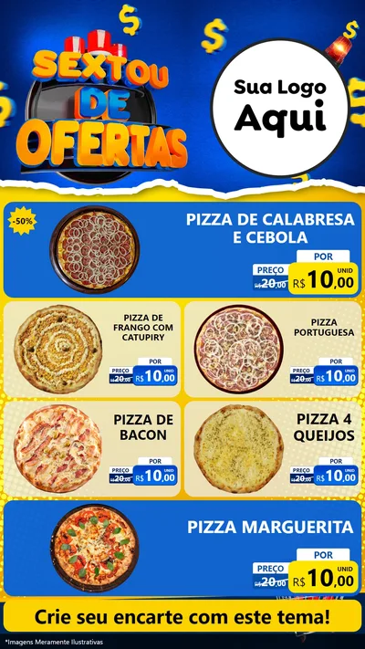 Modelo de TV para TV Vertical com o tema Sextou de Ofertas para Pizzaria