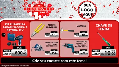 Modelo de TV para TV Horizontal com o tema Promoção de Aniversário - 1 Ano para Maquinas e Ferramentas