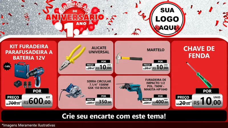 Modelo de TV para TV Horizontal com o tema Promoção de Aniversário - 1 Ano para Maquinas e Ferramentas
