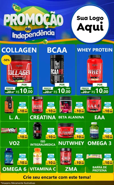 Modelo de Encarte para Encarte Grande com o tema Promoção da Independência para Suplementos alimentares