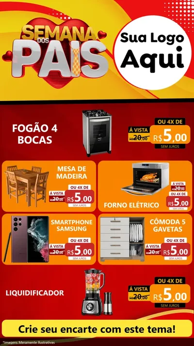 Modelo de TV para TV Vertical com o tema Semana Dos Pais para Móveis e Eletro