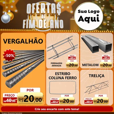 Modelo de Rede Social para Feed Facebook com o tema Ofertas de Fim de Ano para Ferragens