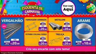 Modelo de TV para TV Horizontal com o tema Esquenta de Carnaval para Ferragens