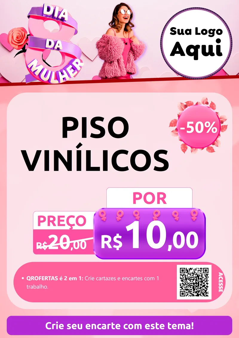 Modelo de Cartaz para Cartaz A4 Vertical com o tema Dia da Mulher para Material para Construção