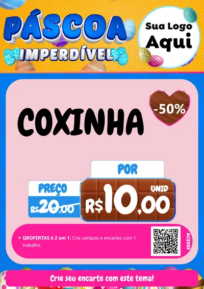Modelo de Cartaz para Cartaz A4 Vertical com o tema Páscoa Imperdível para Salgadaria